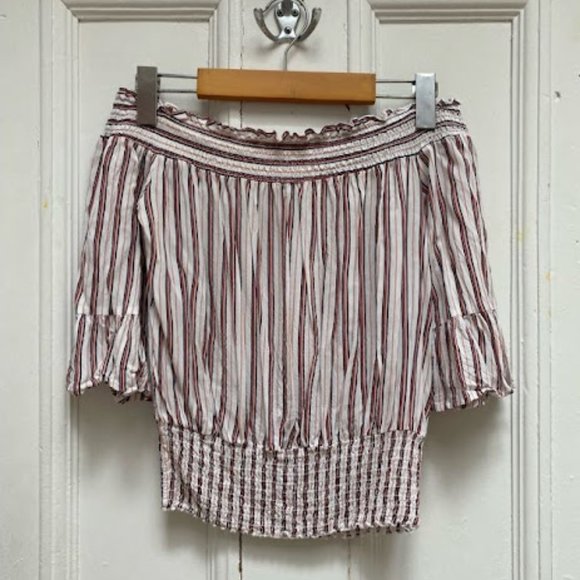 Pink Striped Off Shoulder Top - Picture 2 of 5